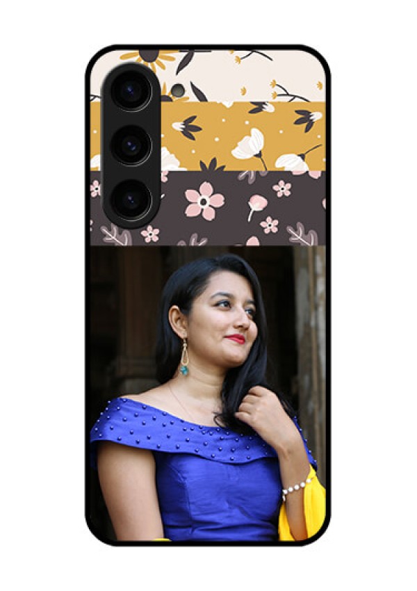 Galaxy S23 5G Custom Glass Phone Case - Stylish Floral Design