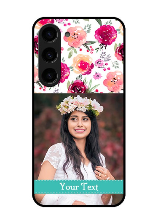 Galaxy S23 5G Custom Glass Phone Case - Watercolor Floral Design