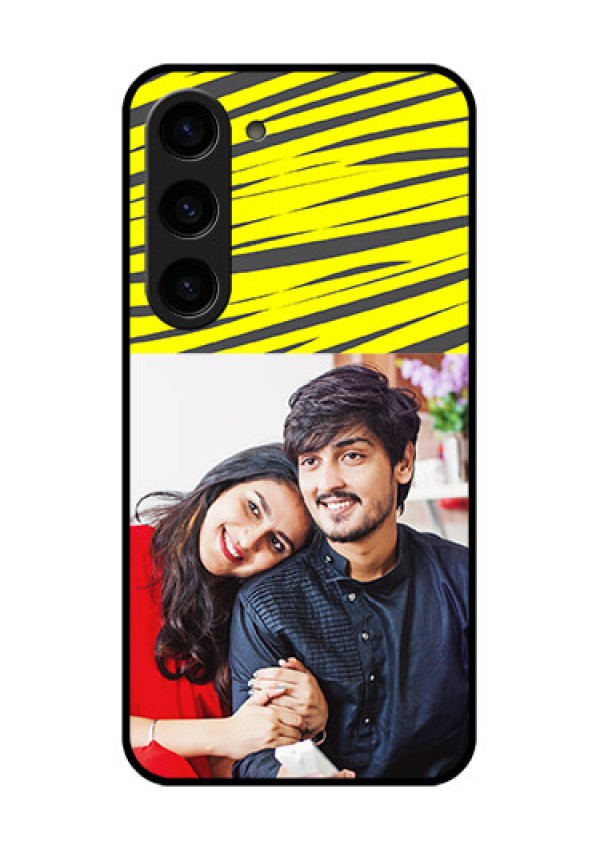 Galaxy S23 5G Photo Printing on Glass Case - Yellow Abstract Design
