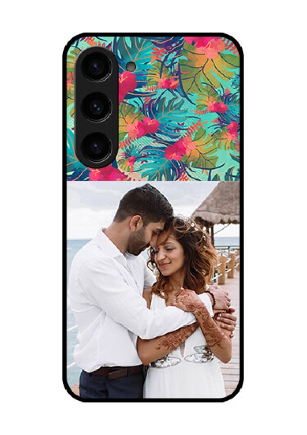 Galaxy S23 5G Photo Printing on Glass Case - Watercolor Floral Design