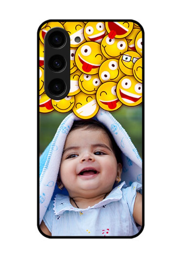 Galaxy S23 5G Custom Glass Mobile Case - with Smiley Emoji Design