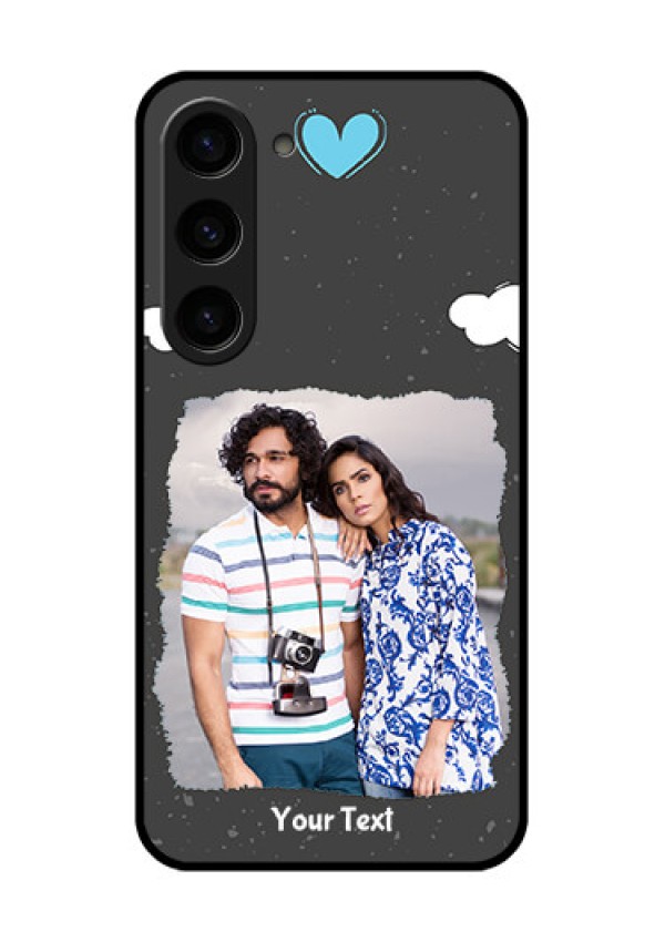 Galaxy S23 5G Custom Glass Phone Case - Splashes with love doodles Design