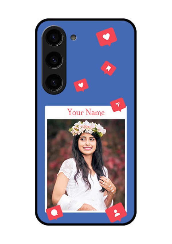 Galaxy S23 5G Custom Glass Phone Case - Like Share And Comment Design