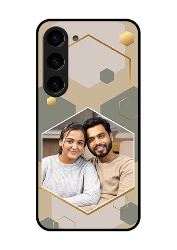 Galaxy S23 5G Photo Printing on Glass Case - Stylish Hexagon Pattern Design