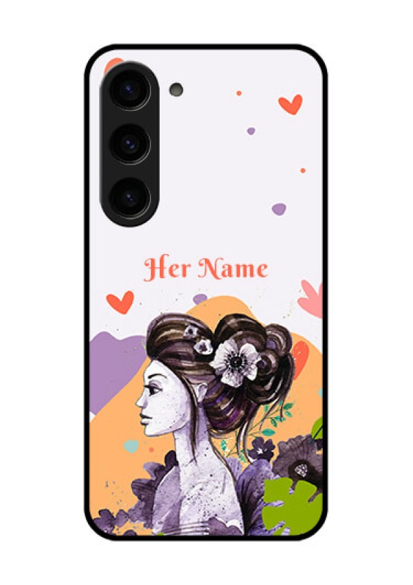 Galaxy S23 5G Personalized Glass Phone Case - Woman And Nature Design