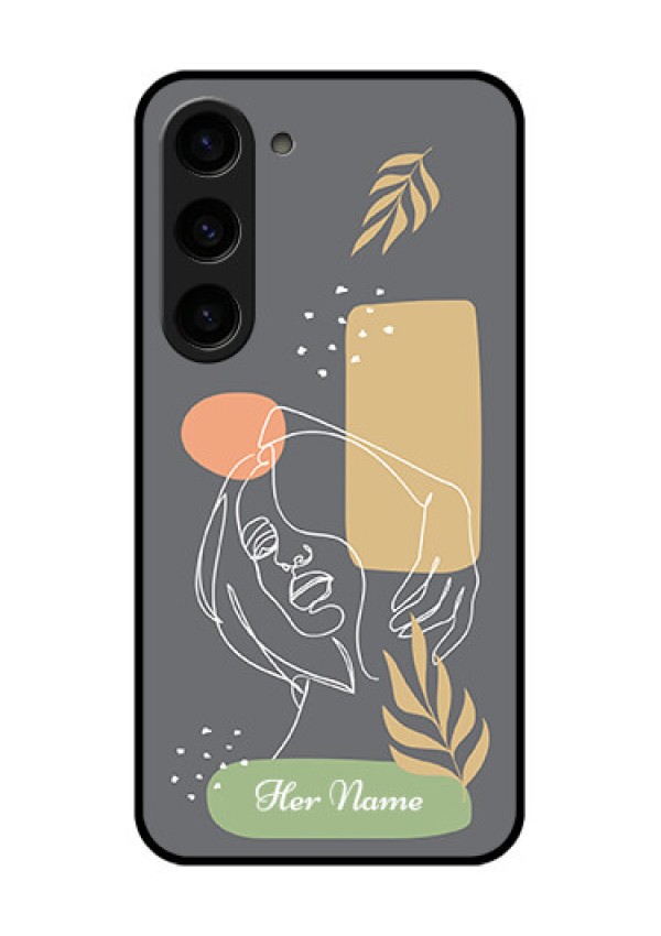 Galaxy S23 5G Custom Glass Phone Case - Gazing Woman line art Design