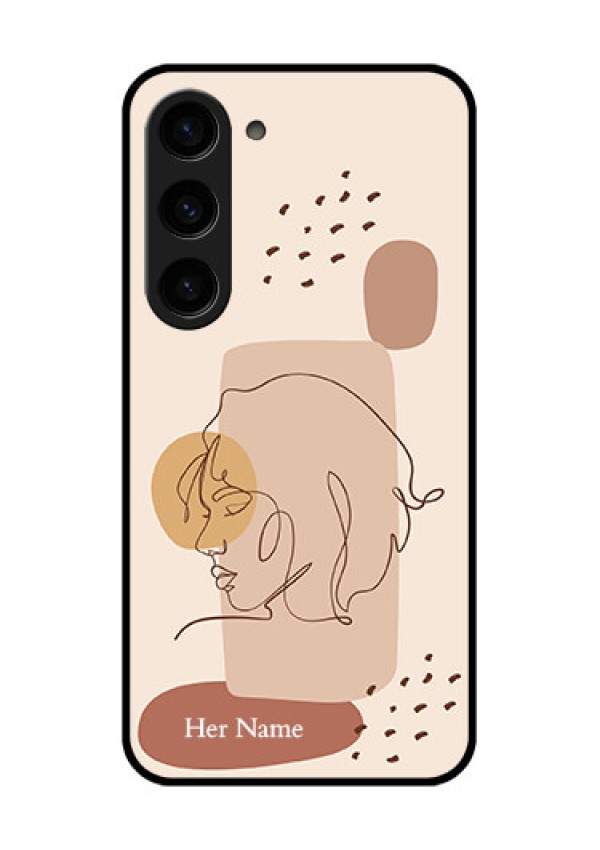 Galaxy S23 5G Photo Printing on Glass Case - Calm Woman line art Design