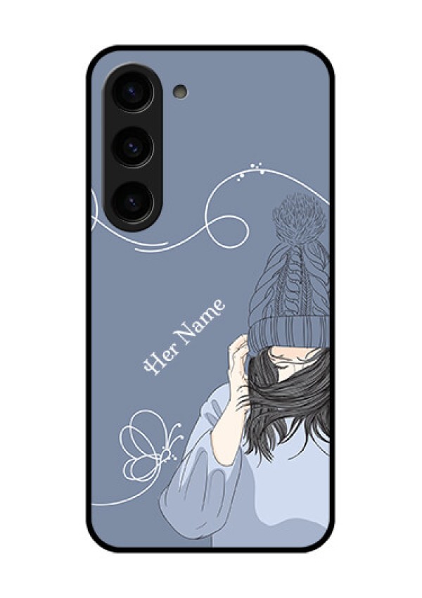 Galaxy S23 5G Custom Glass Mobile Case - Girl in winter outfit Design