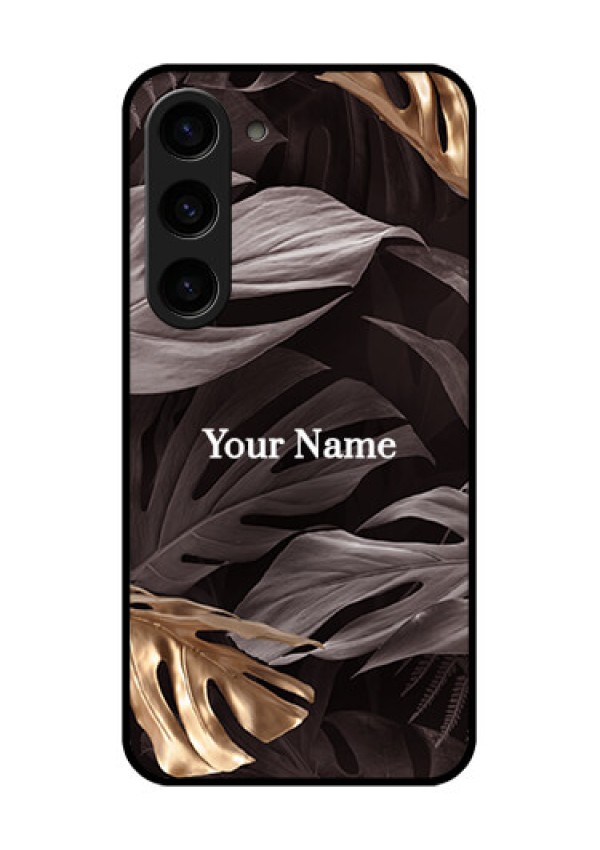Galaxy S23 5G Personalised Glass Phone Case - Wild Leaves digital paint Design