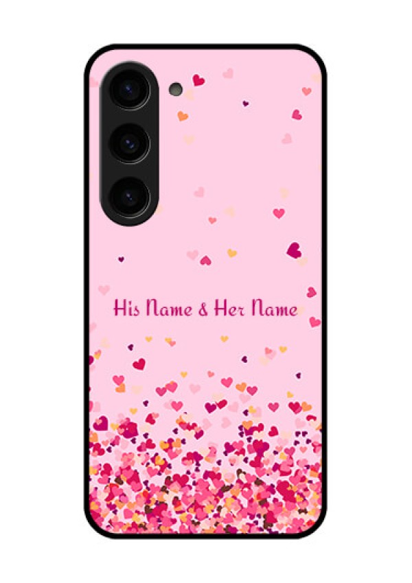 Galaxy S23 5G Photo Printing on Glass Case - Floating Hearts Design
