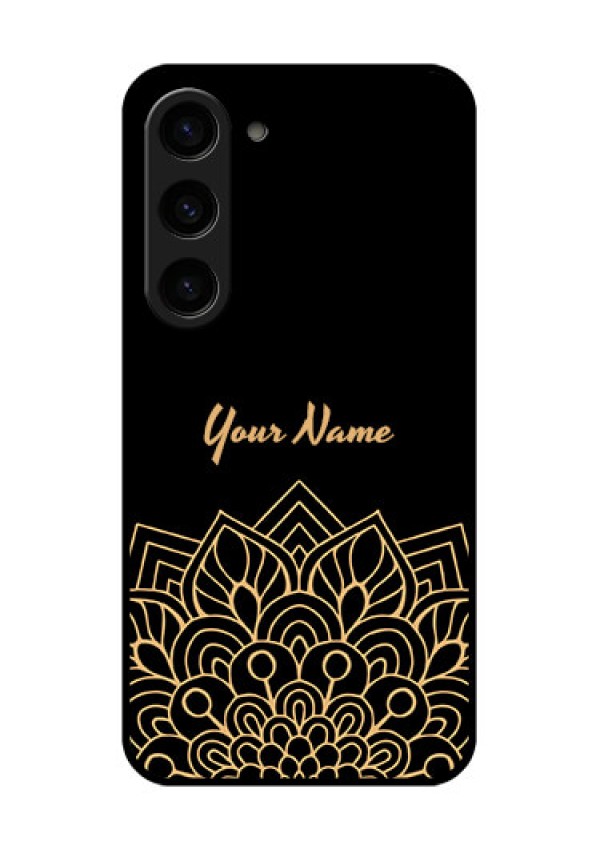 Galaxy S23 5G Custom Glass Phone Case - Golden mandala Design