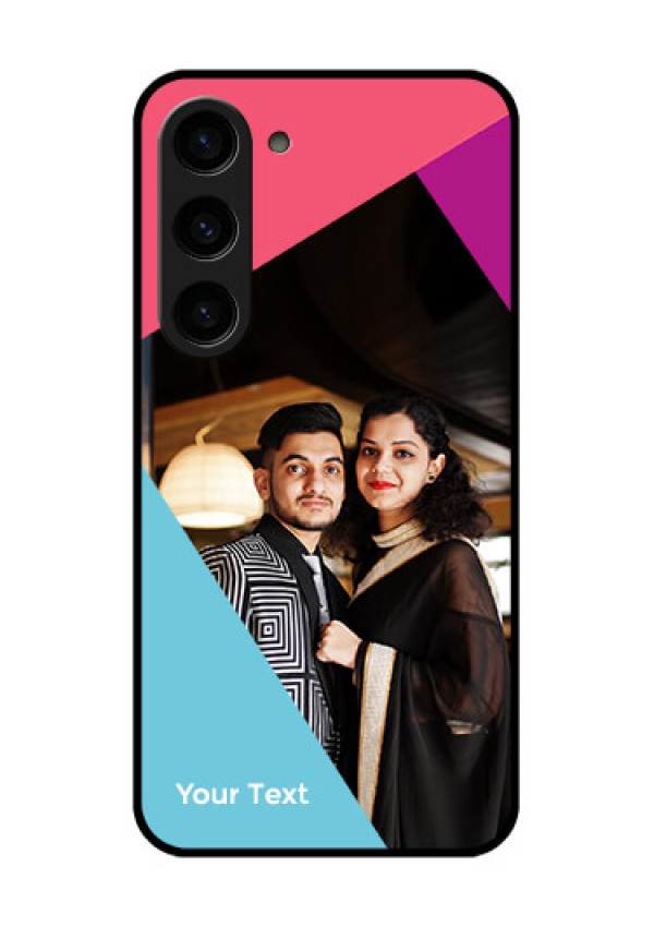 Galaxy S23 5G Custom Glass Mobile Case - Stacked Triple colour Design