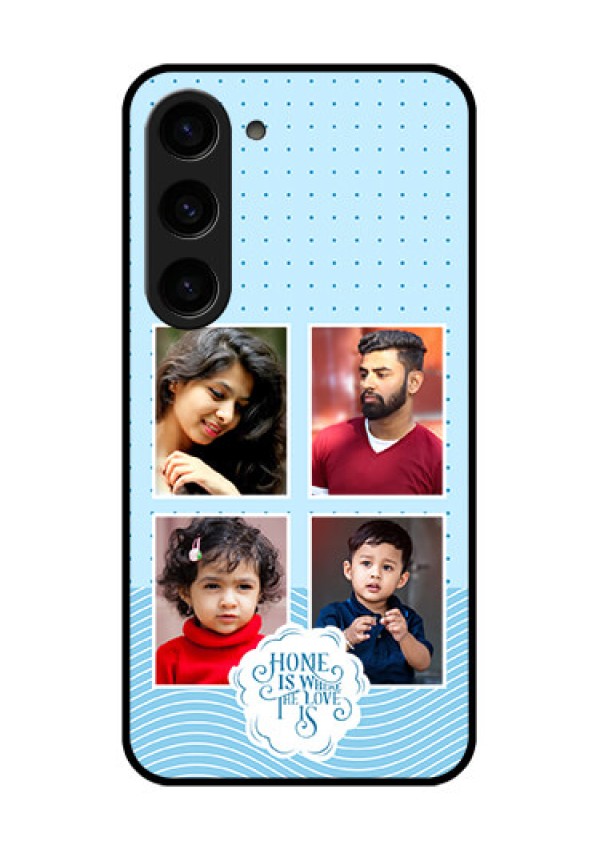 Galaxy S23 5G Custom Glass Phone Case - Cute love quote with 4 pic upload Design