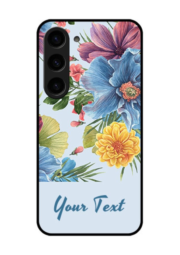 Galaxy S23 5G Custom Glass Mobile Case - Stunning Watercolored Flowers Painting Design