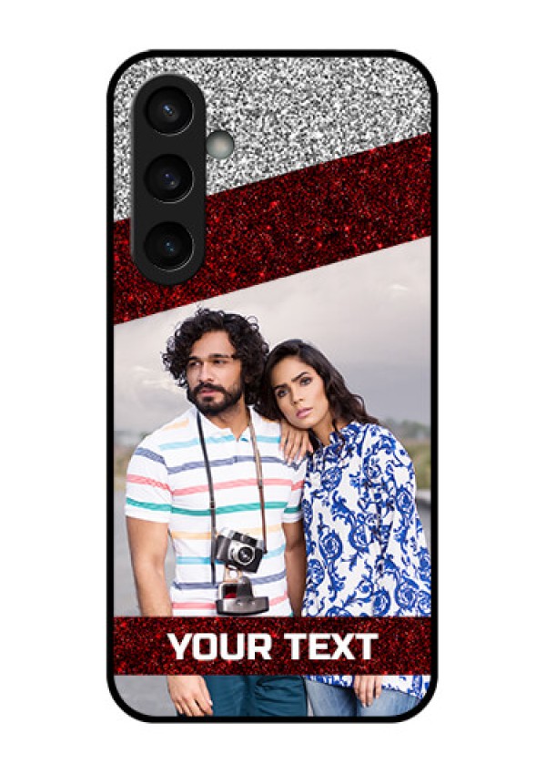 Samsung Galaxy S23 FE 5G Custom Glass Phone Case - Image Holder With Glitter Strip Design