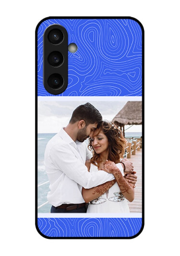 Samsung Galaxy S23 FE 5G Custom Glass Phone Case - Curved Line Art With Blue And White Design