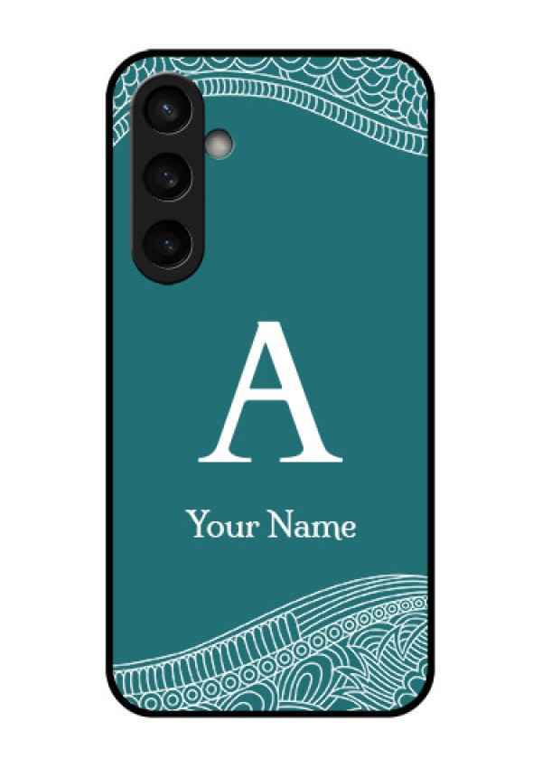 Samsung Galaxy S23 FE 5G Custom Glass Phone Case - Line Art Pattern With Custom Name Design
