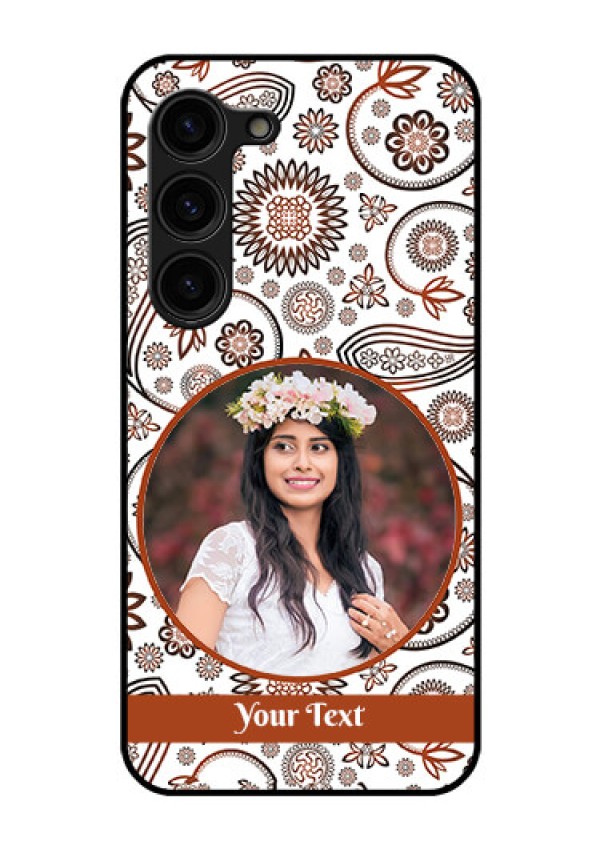 Galaxy S23 Plus 5G Custom Glass Mobile Case - Abstract Flower Design
