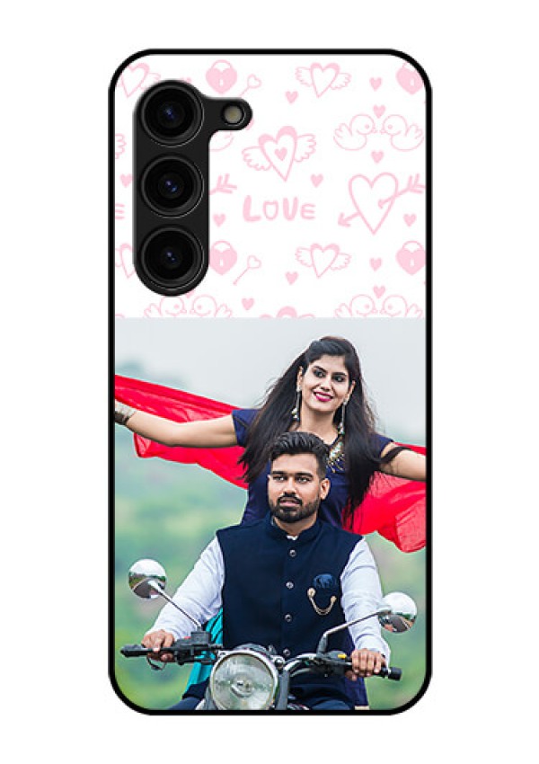 Galaxy S23 Plus 5G Custom Glass Mobile Case - Pink Flying Heart Design
