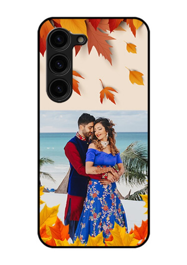 Galaxy S23 Plus 5G Photo Printing on Glass Case - Autumn Maple Leaves Design