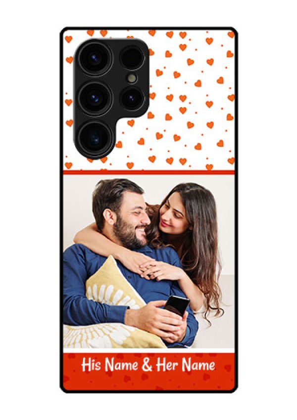 Galaxy S23 Ultra 5G Custom Glass Phone Case - Orange Love Symbol Design