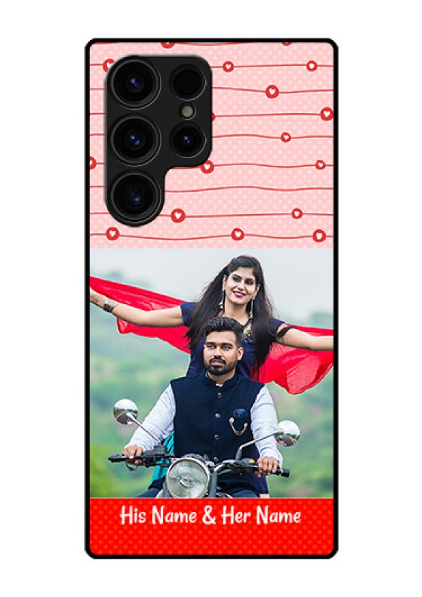 Galaxy S23 Ultra 5G Personalized Glass Phone Case - Red Pattern Case Design