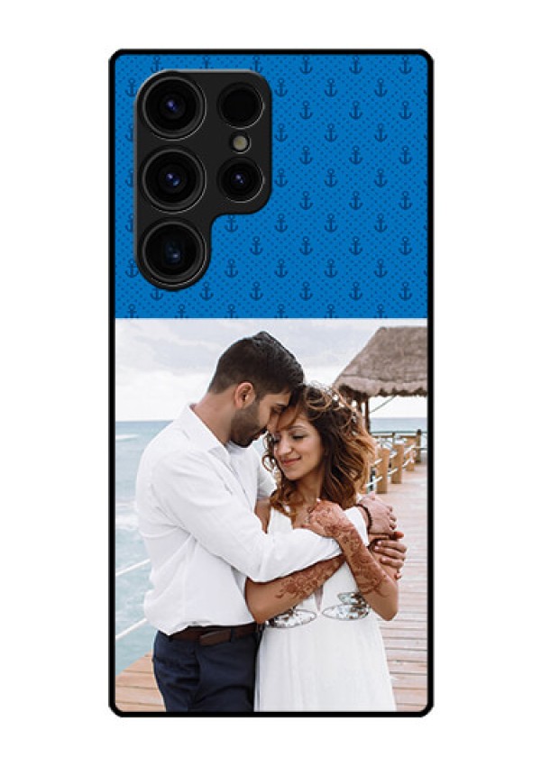 Galaxy S23 Ultra 5G Photo Printing on Glass Case - Blue Anchors Design