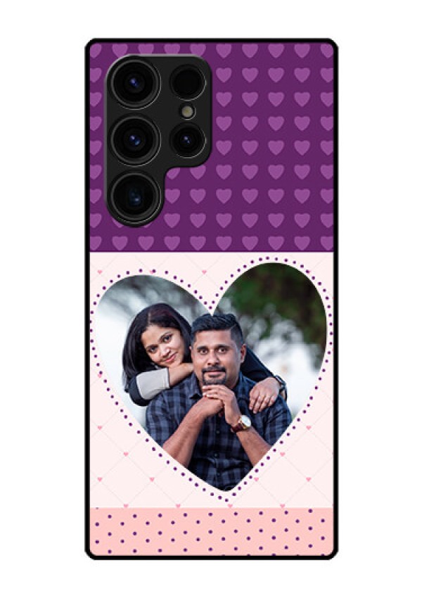 Galaxy S23 Ultra 5G Custom Glass Phone Case - Violet Love Dots Design