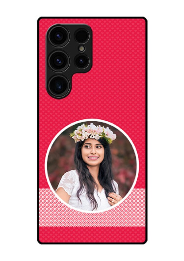 Galaxy S23 Ultra 5G Personalised Glass Phone Case - Pink Pattern Design
