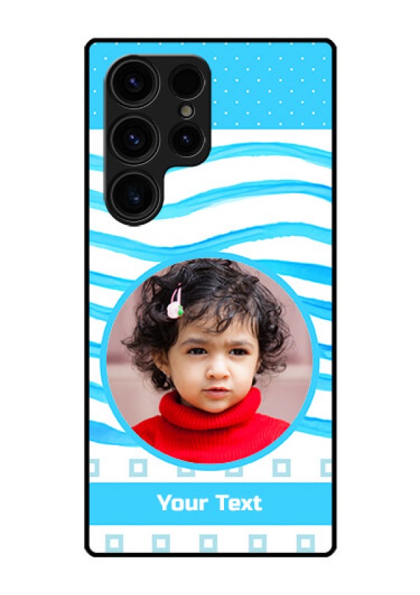 Galaxy S23 Ultra 5G Custom Glass Phone Case - Simple Blue Case Design