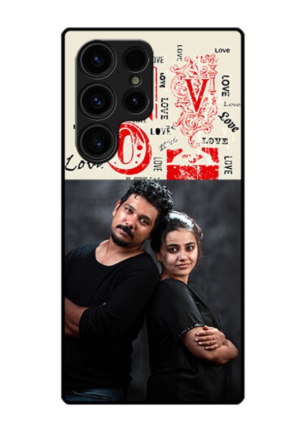Galaxy S23 Ultra 5G Photo Printing on Glass Case - Trendy Love Design Case