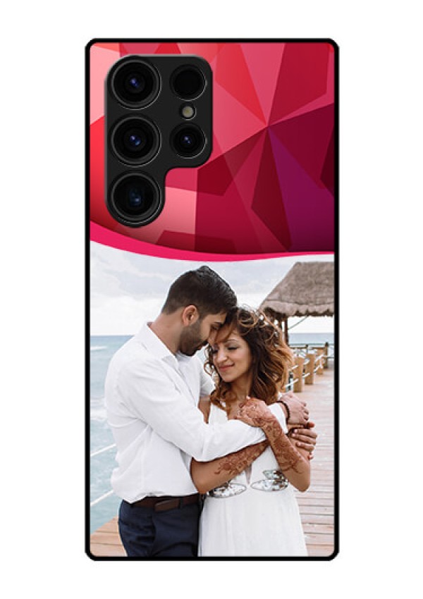 Galaxy S23 Ultra 5G Custom Glass Mobile Case - Red Abstract Design