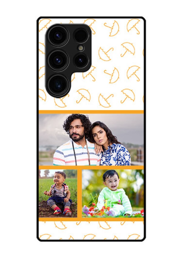 Galaxy S23 Ultra 5G Custom Glass Mobile Case - Yellow Pattern Design
