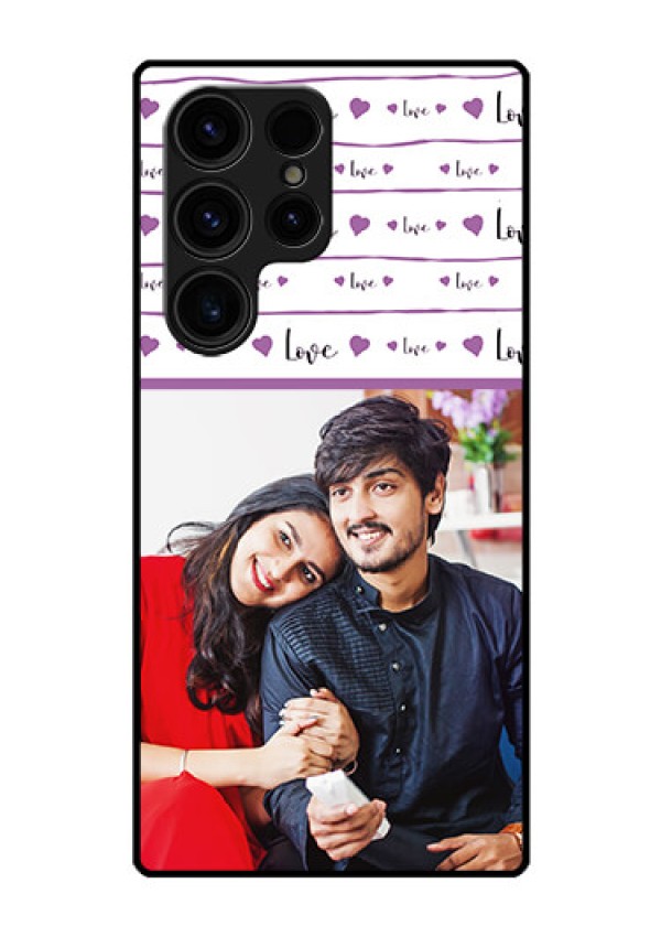 Galaxy S23 Ultra 5G Custom Glass Mobile Case - Couples Heart Design