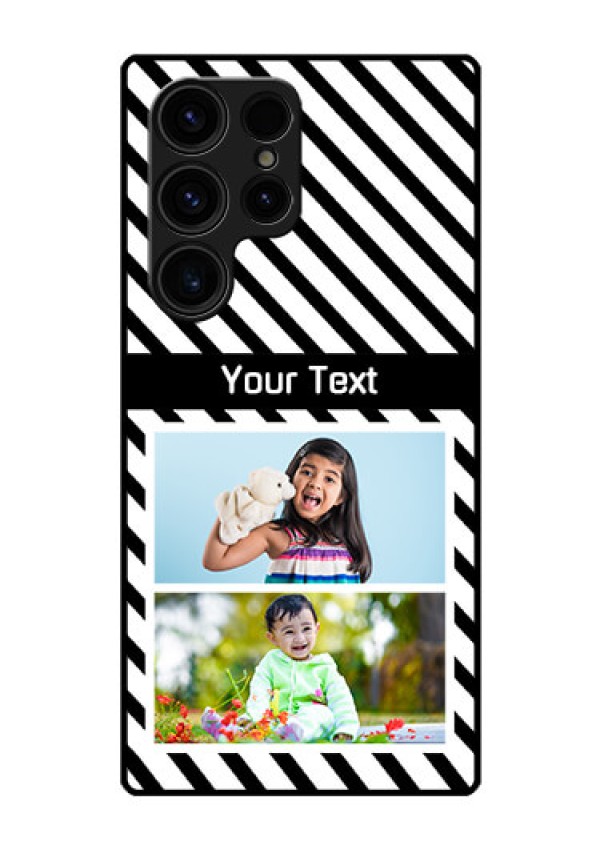 Galaxy S23 Ultra 5G Photo Printing on Glass Case - Black And White Stripes Design