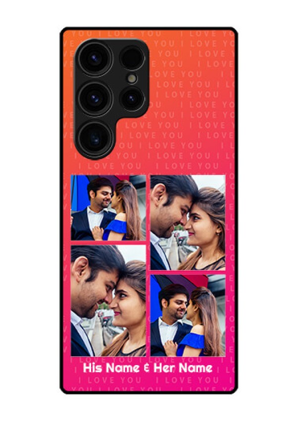 Galaxy S23 Ultra 5G Custom Glass Phone Case - I Love You Pink Design