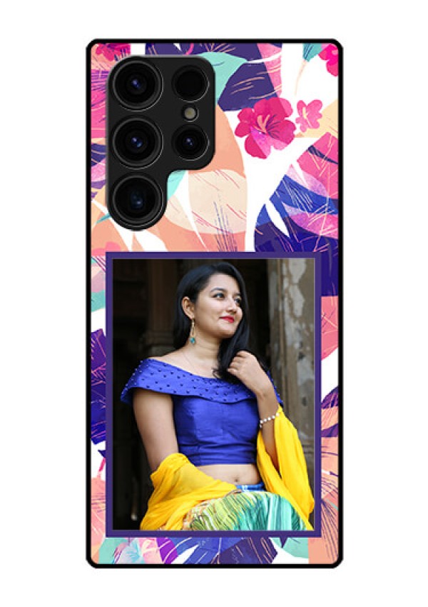 Galaxy S23 Ultra 5G Custom Glass Mobile Case - Abstract Floral Design