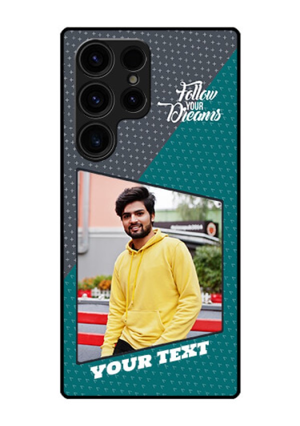 Galaxy S23 Ultra 5G Personalized Glass Phone Case - Background Pattern Design with Quote