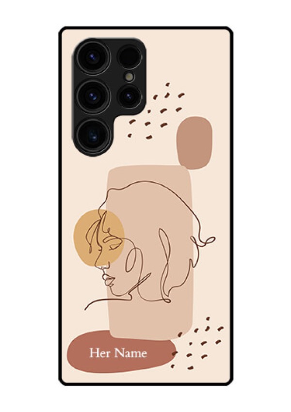 Galaxy S23 Ultra 5G Photo Printing on Glass Case - Calm Woman line art Design