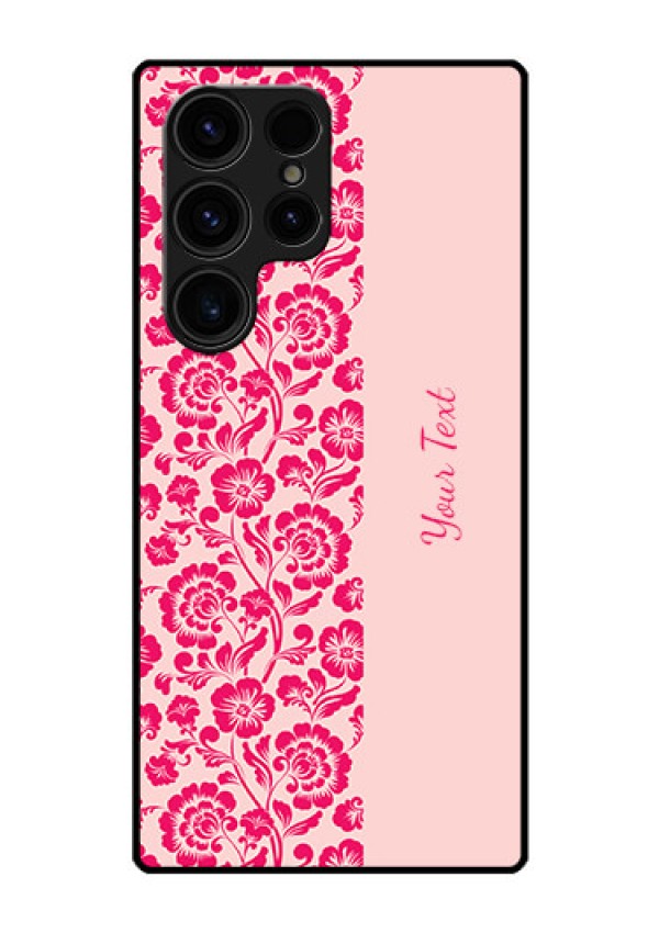 Galaxy S23 Ultra 5G Custom Glass Phone Case - Attractive Floral Pattern Design