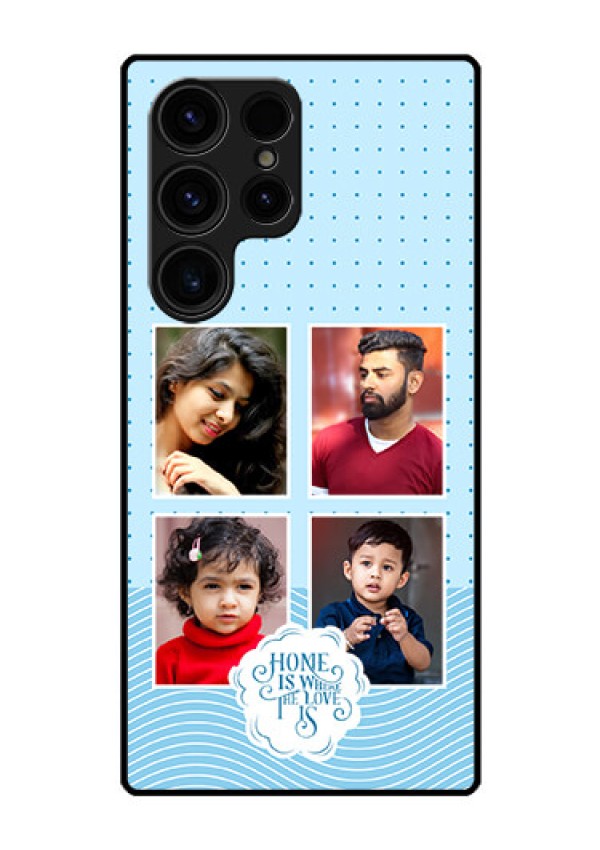 Galaxy S23 Ultra 5G Custom Glass Phone Case - Cute love quote with 4 pic upload Design