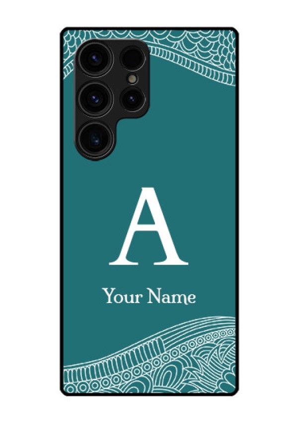 Galaxy S23 Ultra 5G Personalized Glass Phone Case - line art pattern with custom name Design