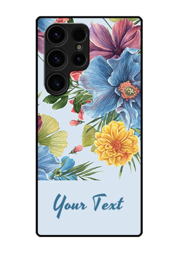 Galaxy S23 Ultra 5G Custom Glass Mobile Case - Stunning Watercolored Flowers Painting Design