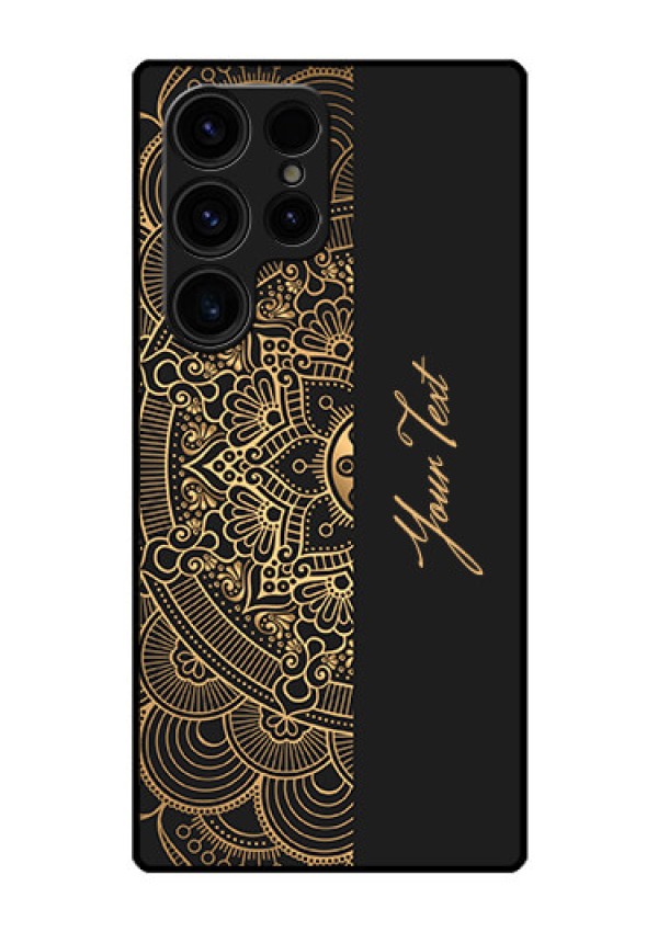 Galaxy S23 Ultra 5G Photo Printing on Glass Case - Mandala art with custom text Design