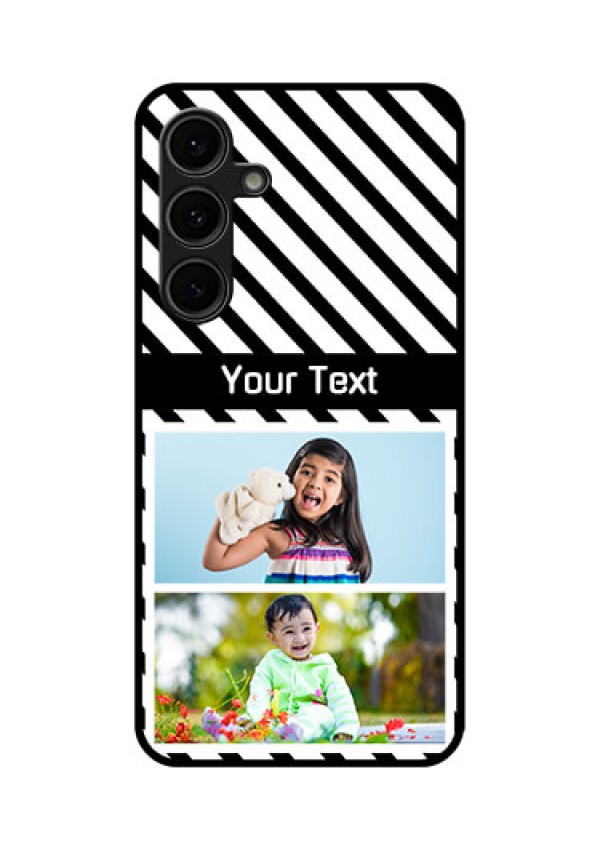 Galaxy S24 FE 5G Custom Glass Phone Case - Black And White Stripes Design