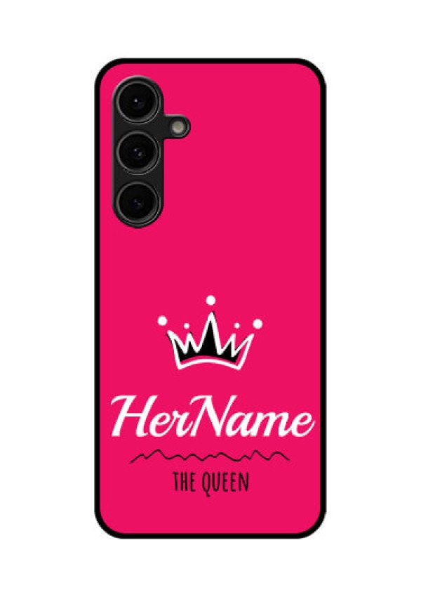Galaxy S24 FE 5G Custom Glass Phone Case - Queen With Name Design