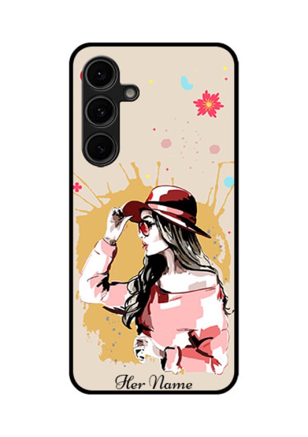 Galaxy S24 FE 5G Custom Glass Phone Case - Women With Pink Hat Design