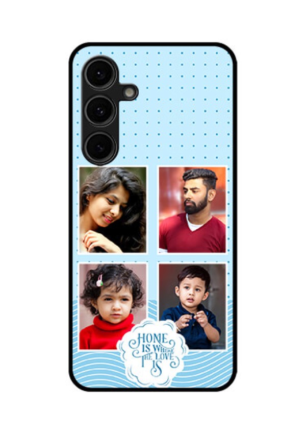 Galaxy S24 FE 5G Custom Glass Phone Case - Cute Love Quote With 4 Pic Upload Design