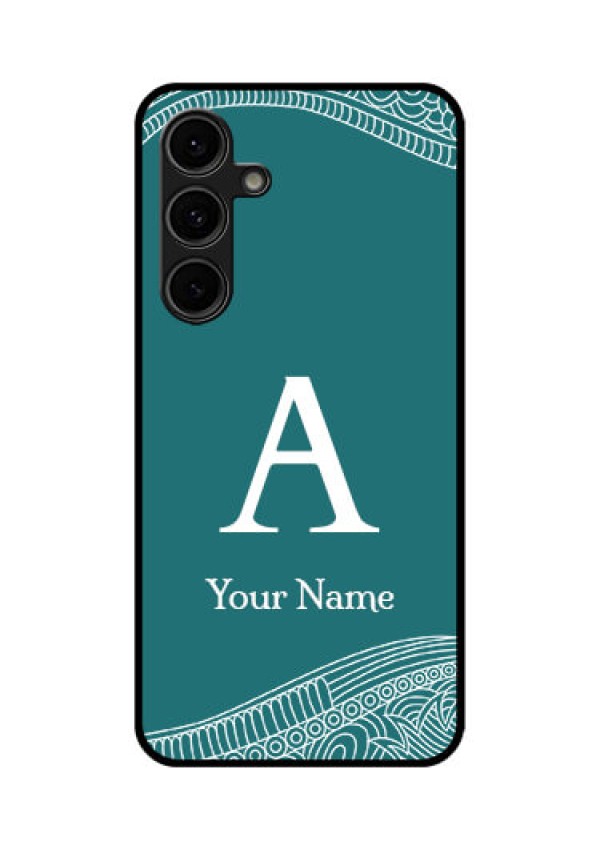 Galaxy S24 FE 5G Custom Glass Phone Case - Line Art Pattern With Custom Name Design