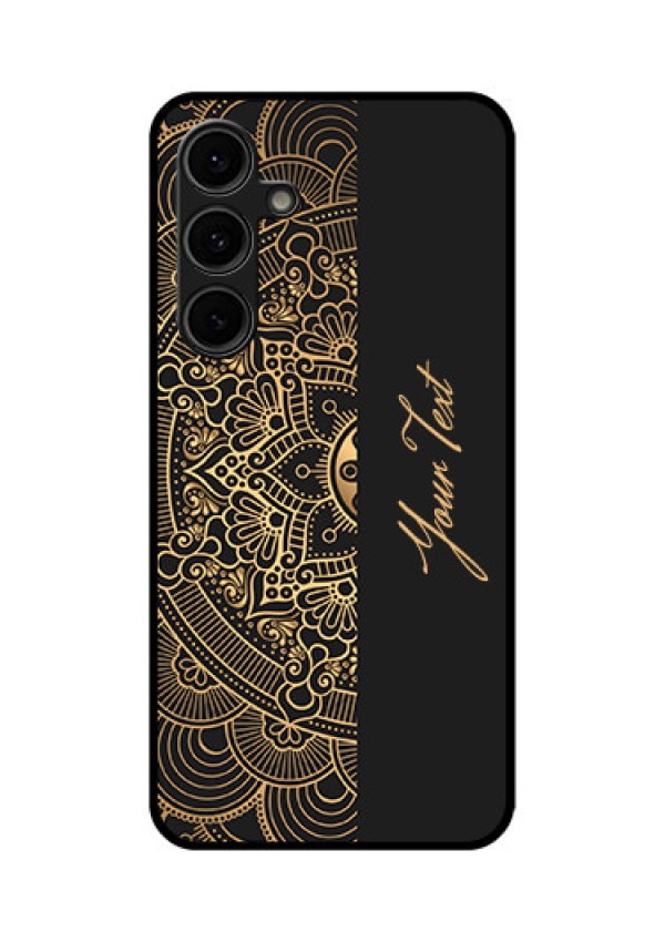 Galaxy S24 FE 5G Custom Glass Phone Case - Mandala Art With Custom Text Design